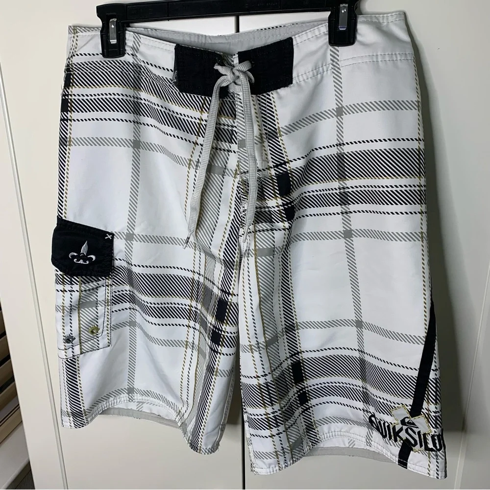 Quiksilver Plaid Embroidered Board Shorts